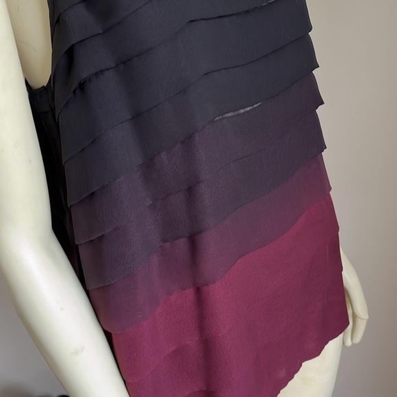 Nwt Saks Fifth Avenue Women’s 5/48 Ombré maroon black ruffle racerback tanktop L - Picture 10 of 12